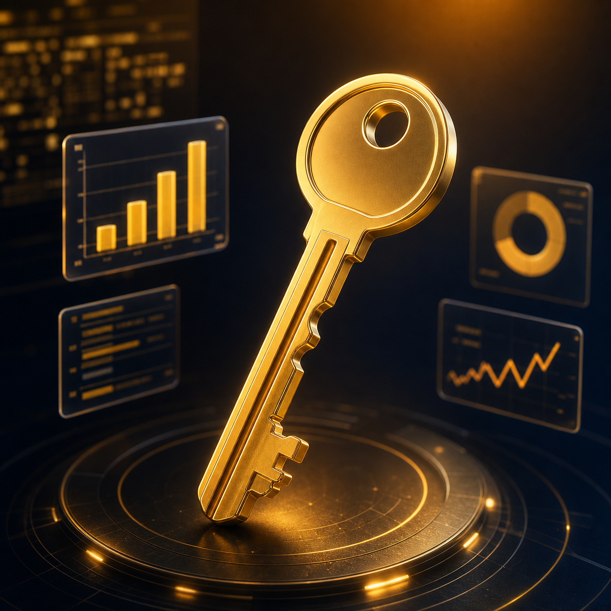 A gold key representing protected access